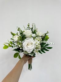 Petite White Rose Wedding Bouquet 10/ Mini Hand-tied White Rose & Eucalyptus Bouquet/ Classic Small White Rose Greenery Bouquet - Etsy