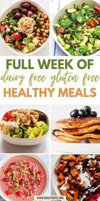 7 day gluten free dairy free meal plan! A full week of dairy free gluten free meal ideas for breakfast, lunch and dinner! If you're wanting to eat clean and need to remove dairy and gluten from your diet plan, check out these healthy recipes!