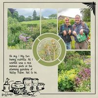 Fun scrapbooking layout of a trip to Hilltop Farm with the Lea France Digital Compass 5 Template