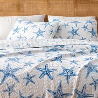 Great Bay Home Coastal Beach Reversible Quilt Set With Shams (king, Blue) : Target