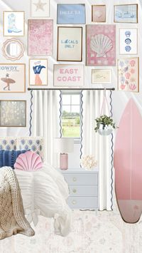 Blue and Pink Coastal Room