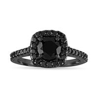 "HERE IS HANDMADE MY NEW MODEL CUSHION HALO PAVE ENGAGEMENT RING SET!! FANCY BLACK DIAMONDS ENGAGEMENT RINGS !! I Newly Design This Ring 14K Black Gold Vintage Style Fine Black Polish Ring Very Deep Black Color Center Diamond CENTER Shape - Round Cut - Very Good Color - Black Carat - 1.03ct Clarity - AAA Measurement - 6.20mm Side 61 AAA Black Diamonds 1.02 Carat TOTAL 2.05 Carat !! Very Deep Black Color & Clean Diamonds !! Full Pave Set !! Ring Size Is 6 Free Sizing Available !! RETAIL PRICE