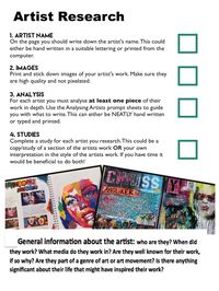 GCSE Art Blog: Artist Research Page help Sheets