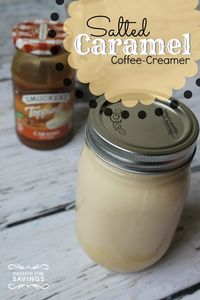 Salted Caramel Fans will love this DIY Salted Caramel Coffee Creamer Recipe, it's so easy to make and delicious! Perfect for Fall and So much Cheaper than Starbucks! #saltedcaramel #recipes #diy