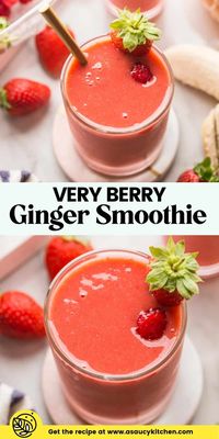 Add a little zing to your morning with this with this bright and fruity Berry Ginger Smoothie! Blended up whole fruit pack in the fibre making for a filling and nutritious drink that you can sip on-the-go.