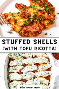 These easy baked Vegan Stuffed Shells are a lightened-up version of the original that packs a ton of flavor and plant-based protein! They’re the perfect dairy-free dinner. Tender pasta shells are loaded with a blend of tofu ricotta and garlicky spinach then smothered in a flavorful pasta sauce before baking until bubbly! Top with fresh herbs for a dinner the whole family will love.