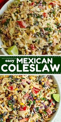 Need some simple salad ideas? This best Mexican Coleslaw is a must-try! Learn how to make Mexican Coleslaw that's bursting with flavor from tomatoes, black beans, corn, jalapeno, and cilantro. A family-friendly, quick, easy side dish that's simple to make!