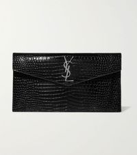 Saint Laurent Uptown Croc-Effect Patent-Leather Pouch