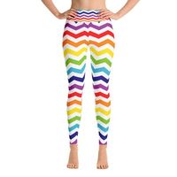 Cute Rainbow Pattern Yoga Leggings. Awesome yoga and gym gear, hand stitched in the US, made and sourced from 100% ethical materials.   #yoga #yogainspiration #yogapants #yogaposes #fitness #fitnessmotivation #workout #fitnessclothes