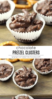 Chocolate Pretzel Clusters by The Toasty Kitchen #chocolate #candy #recipe #pretzels #pretzelclusters #meltingwafers #nobake #easydessert #easyrecipe