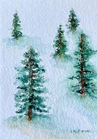 This is an Original 5x7 Watercolor painting of "First Snow" in a semi abstract. This is a one-of-a-kind painting using watercolor, no prints made. I recommend putting this painting under an 8x10 mat and 10x12 frame. The painting is on Professional Grade 140 lb, acid-free, hot press paper 5x7 in. with the finest quality Daniel Smith watercolor. I have signed the front and back.  Painted in September 2024. You should always frame your painting behind glass to protect it. Keep your painting out of