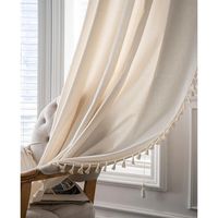 Image via Wayfair feat. the Dakota Fields Chenee Vintage Curtain Curtains Opaque Beige Country Style Cotton Linen Curtain (Set of 2)