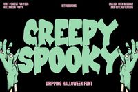 Creepy Spooky is a dripping #Halloween #font that brings the perfect blend of fright and fun to any Halloween-themed design. The font features characters that appear as if they are melting, with a distinctive dripping effect that resembles oozing slime or blood, adding an instant air of #horror to your text. Each letter is crafted with jagged edges and uneven lines, contributing to the unsettling, eerie vibe that is synonymous with the Halloween season.