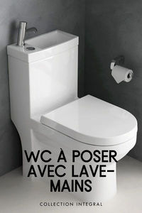 Le WC avec lave main Le WC à poser Intégral est idéal pour les petits espaces, son lave-mains directement posé sur le réservoir offre un gain de place non négligeable. De plus ce système permet de faire de réelles économies : l'eau évacuée lors du lavage des mains remplit le réservoir. Autre avantage, le fait d'avoir un WC et un lave-mains en un seul élément facilite l'installation. Robinet inclus. Lave-mains sans trop-plein, ce dernier devra être associé à une bonde à clapet fixe, non incluse.