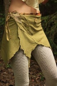 Earth nymph woodland wrap skirt, faerie costume, green leaf petal skirt