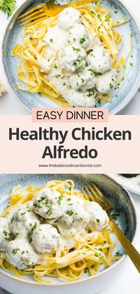 Craving healthy chicken alfredo? This recipe features a healthier alfredo sauce made with greek yogurt pasta sauce, perfect for a lightened up chicken alfredo dish. Ideal for meal prep, this healthier chicken alfredo delivers all the creamy flavor you love with a lighter twist.