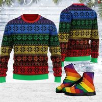 Lgbt Pride Flag Christmas Sweater Easy 30 day return policy