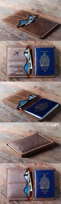 If you love to travel, your passport is #1 most important document you have to protect. The JooJoobs.com personalized handmade leather travel wallet is the perfect travel companion. Made from full grain distressed leather, this wallet will last you a life