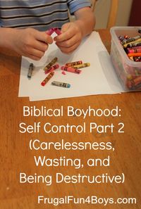 Biblical Boyhood: Self Control Part 2 (Carelessness, Wasting, and Being Destructive) - Frugal Fun For Boys and Girls