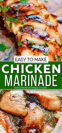 The best Chicken Marinade ever! This marinade produces so much flavor and keeps the chicken incredibly moist and outrageously delicious! This easy chicken marinade recipe is sure to become a staple in your kitchen, your go-to chicken marinade! Great for grilling and baking! // Mom On Timeout 