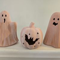 Add Some Spooky Charm To Your Halloween Decor With This Set Of 3 Target Figurines From The Hyde & Eek! Boutique Collection. Featuring A Ghost, Jack-O-Lantern, And Pumpkin, These Medium-Sized Decorations Are Made Of Terracotta And Ceramic Materials In A Lovely Pink Color. The Set Is Perfect For Any Room And Occasion, Making It A Great Addition To Your Holiday Decor. The Figurines Are Intricately Designed With Detailed Features That Will Add A Touch Of Seasonal And Halloween-Themed Elegance To You