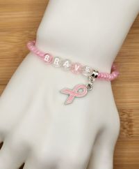 Brave Breast Cancer Ribbon Pink Stretch Bead Friendship Bracelet. Great Gift for Women. Cancer Sucks - Etsy