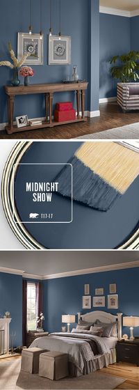 Fall in love with BEHR’s color of the month: Midnight Show. This deep, moody blue can be used in a variety of spaces throughout your home. Try pairing it with bright white accents or lightly-colored, neutral furniture to compliment the dark undertones in this gorgeous color. Click here to find more inspiring ways that you can use this stylish shade.