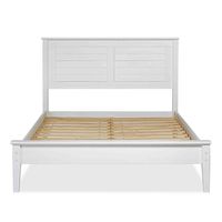 PRICES MAY VARY. No box-spring required. Made of 100% solid pine wood from renewable forests. Finished with a non-toxic low-VOC paint made with solvents from 100% renewable sources. Matching nightstands, dressers, chests and armoires are available. Center rail with 3 legs for improved support. This unique bed blends contemporary and traditional styles that make it feel familiar, yet bold. Its louvered headboard creates a timeless coastal style. Made of 100% solid pine wood, this bed features a s