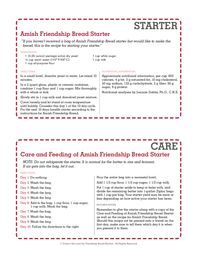 Printable Amish Friendship Bread Starter Recipe Card | friendshipbreadkitchen.com