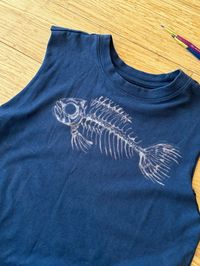 diy bleach painted shirt craft of fish bones 🐟