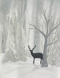 Winter Deer Painting Tutorial for beginners