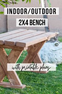 This DIY 2×4 bench is super easy and quick to make and is easy on the budget! It uses 2×4 lumber and can be used as an outdoor bench or indoor bench. Learn how to build this easy 2×4 bench with step by step plans and video tutorial. #beginnerwoodworking #2x4bench #AnikasDIYLife