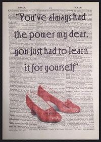 Wizard Of Oz Always Had Power Quote Vintage Dictionary Book Page Print Wall Art