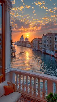 The beautiful Grand Canal in Venice at sunset  FreeWallpaper24.com - Your source for exclusive high quality real and ai generated wallpaper for desktop, mobile phone and tablet...