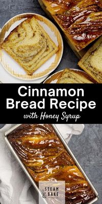 This delicious cinnamon bread recipe with honey syrup takes inspiration from a giant cinnamon roll, baked to perfection and brushed with a sweet syrup glaze. A must-try for babka or cinnamon bread lovers.