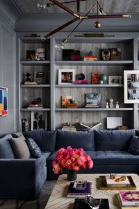 #greyinteriors #greywalls #grey #livingroom #velvetsectional #velvetsofa | ashley stark kenner