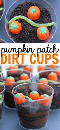 These individually portioned Pumpkin Patch Dirt Cups make for the perfect fall snack at a home, school, or a Halloween party!