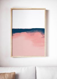 Printable Pink and Blue Print. Pink Watercolor Art. Abstract