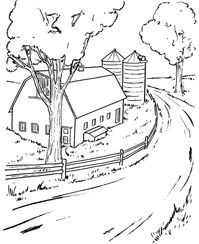 Farm scenes coloring page | Farm Life - Farm barn and silo