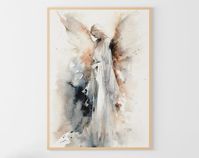 Guardian Angel Painting Religious Wall Art Angel Watercolor Abstract Angel Art Print Calm Art - Etsy