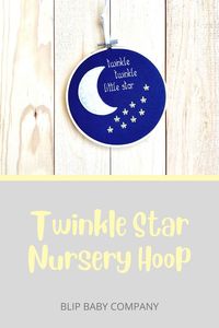 A sweet nursery rhyme nursery wall decor piece, this embroidery hoop art makes the perfect addition to your gender neutral nursery, baby boy nursery, or baby girl nursery. This baby room art is made out felt, hand-stitched to aida cloth with hand-stitched words and stars. This hoop would be ideal in a space themed nursery, sunshine nursery theme, moon nursery theme, or cloud nursery theme. See the link for more information and quick shipping times!