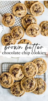 Soft, chewy brown butter chocolate chip cookies. These are nutty, almost butterscotchy and everything you love in the perfect cookie recipe