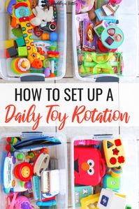 How to set up a daily toy rotation. We saw so many benefits when we implemented this in our home. Much more independent play from our toddlers, less toy clutter and less clean up time. A great way to keep your children stimulated and interested with the toys they have!