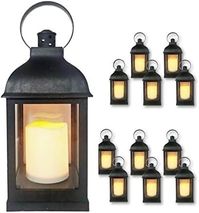 Amazon.com: Just in Time for Winter {12 Pc Set} 10" Decorative Lanterns with Flameless LED Lighted Candle, 5 Hr Timer, Antique Look Indoor Outdoor Home, Garden, Weddings - Black. Includes Bonus String Lights! : Home & Kitchen