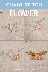 Here's how to make a chain stitch flower. This is one of 17 stitches you can use to make embroidered flowers. Click the link to learn more...