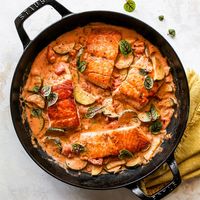 20-Minute Creamy Tomato Salmon Skillet