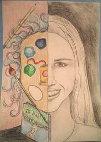 Art Lesson: Split Face Colored Pencil Self-Portrait