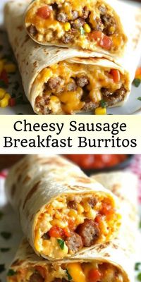 Elevate Your Mornings with a Flavorful Breakfast Burrito Twist! This breakfast burrito recipe is a game-changer for your morning routine. Packed with savory breakfast sausage, scrambled eggs, and melted cheddar cheese, this burrito is sure to become a new favorite. Top it off with fresh avocado, salsa, and hot sauce for a delicious kick to start your day right. #BreakfastBurrito #DeliciousBreakfasts #EasyMealIdeas #HealthyEating #AvocadoLove #SalsaForDays #MealPrepGoals