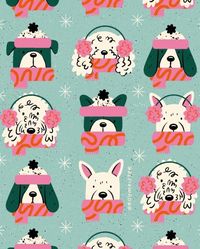 Megan Roy on Instagram: "WARM & FUZZY for #frostyandfestive2023! 🐶 I drew a pattern and a greeting card design for this prompt because I couldn’t decided which one to use! Nothing better than cute dogs in cute scarves and hats! 🧣It’s a little early, but #jingleminglebash’s prompt Ugly Sweater Spectacular kind of works for this too, right? Maybe? Might be a stretch but I’m running with it anyway. 😂 Drawn on my 12.9” iPad Pro in Procreate. Get my free Procreate brush guide at the link in my bio to see which brushes I use most! Frosty & Festive is hosted by: @heatherslettering @heyalissandra @jenprocreates @jessmillerdraws @roymeister Jingle & Mingle Bash hosted by: @x_and_co, @jag.ink, @itsadiscoday, @thewildpeachstudio"