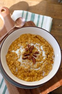 This Pumpkin Oat Porridge from The Whole Smiths is the perfect fall breakfast for everyone. It has everything you need for a healthy start to your day; protein, veggies, and heart healthy oatmeal. Not to mention, it's full of fall flavors.